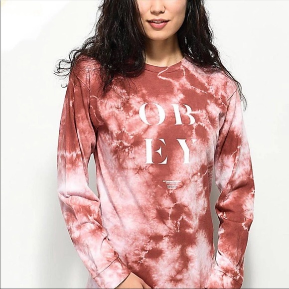 Obey Tops - OBEY TIE DYE PINK LONG SLEEVE